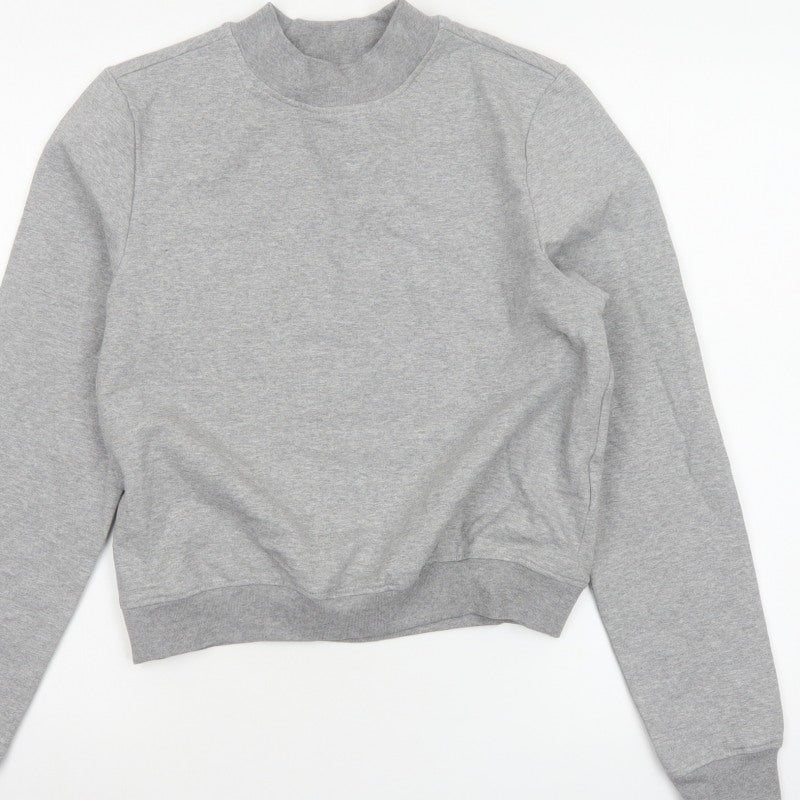 ARNE Women's Grey Size 12 Mock Neck Logo Pullover Sweatshirt