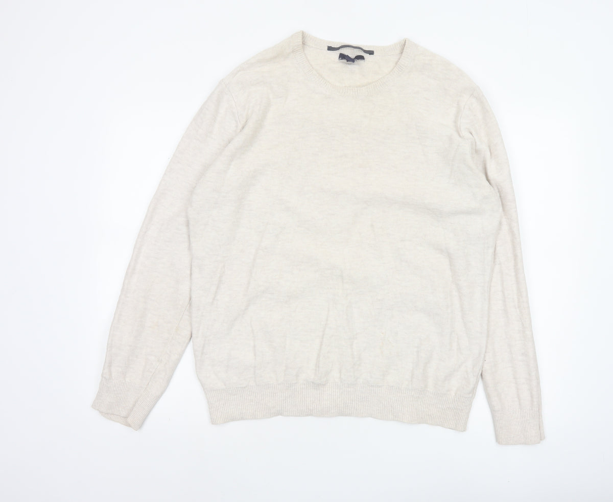 Gap Men’s Ivory Cotton Crew Neck Knit Pullover Jumper Size L