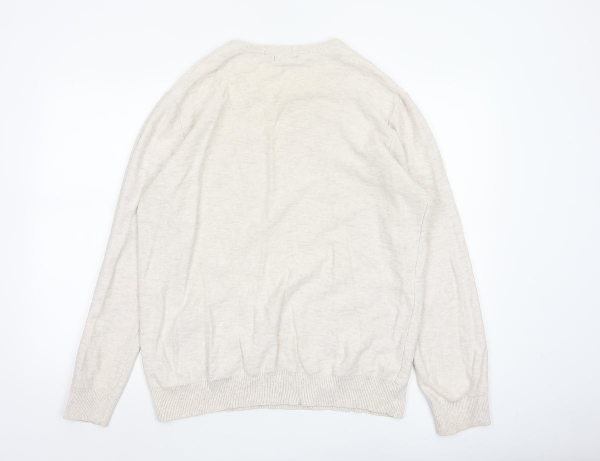 Gap Men’s Ivory Cotton Crew Neck Knit Pullover Jumper Size L