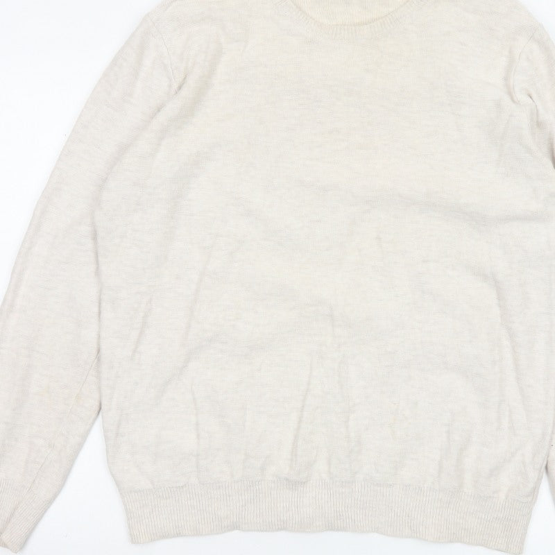 Gap Men’s Ivory Cotton Crew Neck Knit Pullover Jumper Size L