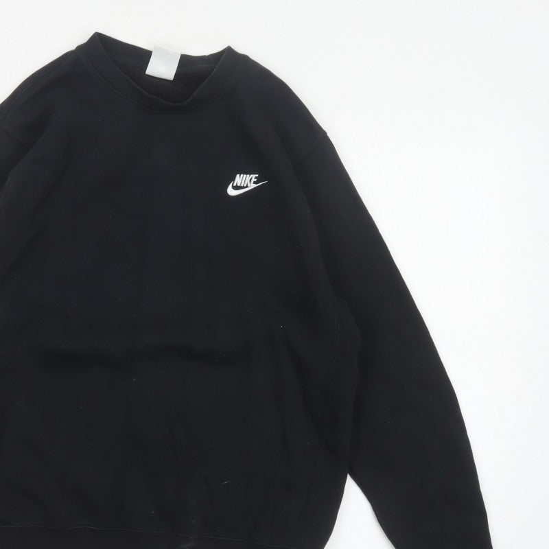 Nike Men’s Black S Crew Neck Pullover Sweatshirt Embroidered Logo