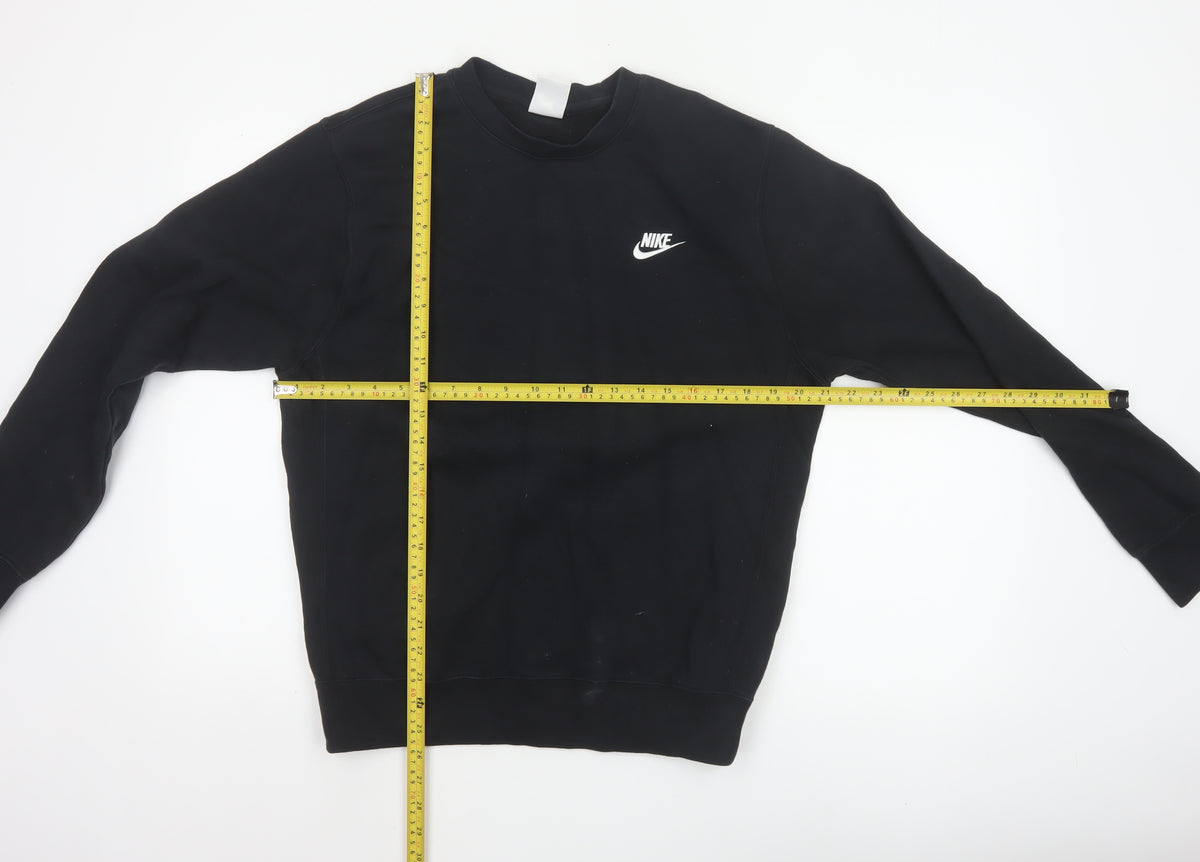 Nike Men’s Black S Crew Neck Pullover Sweatshirt Embroidered Logo