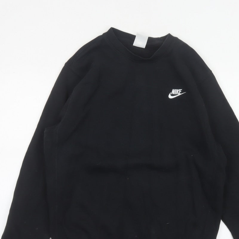 Nike Men’s Black S Crew Neck Pullover Sweatshirt Embroidered Logo