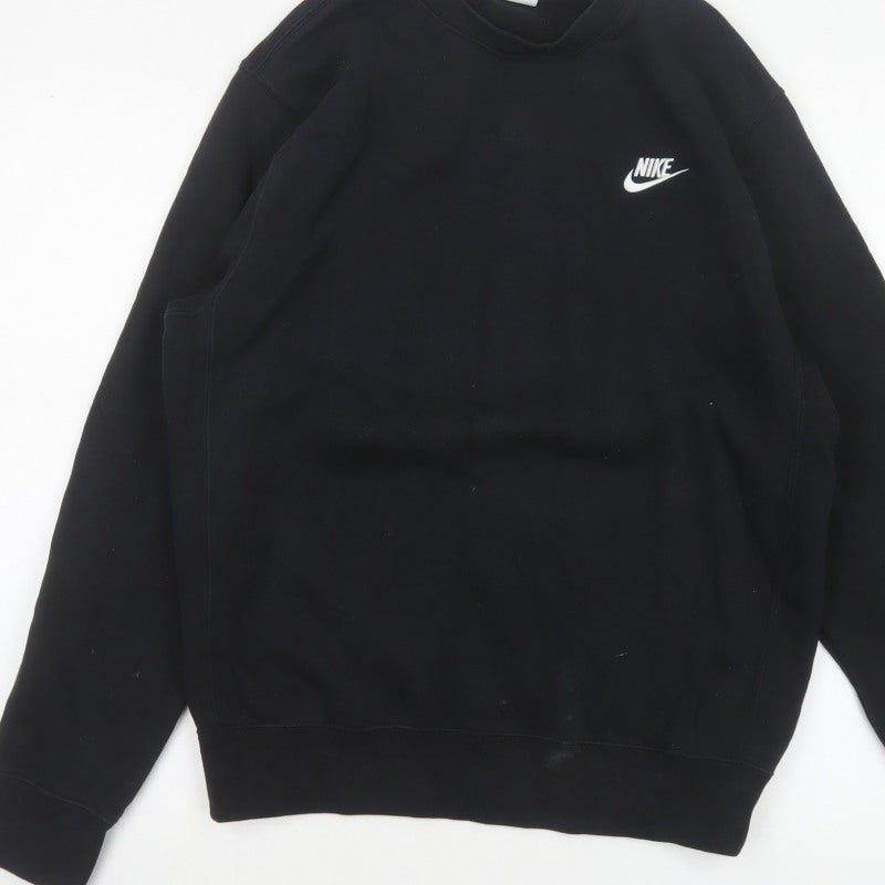 Nike Men’s Black S Crew Neck Pullover Sweatshirt Embroidered Logo