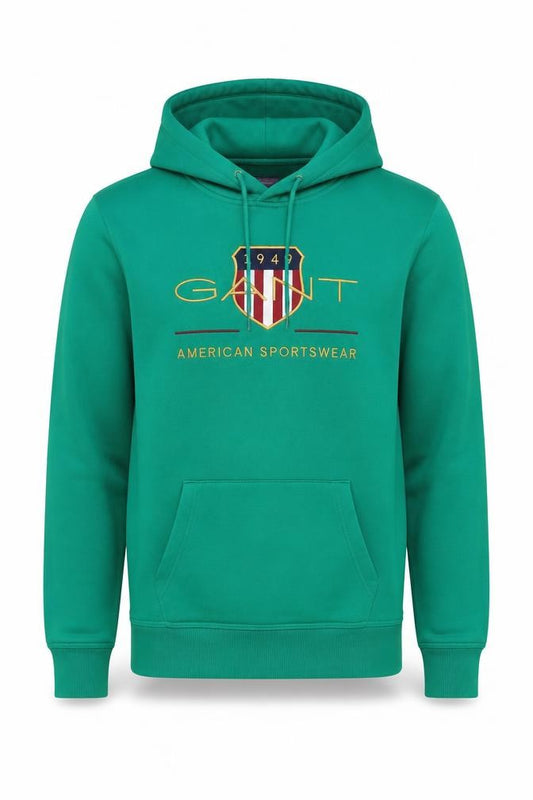 GANT Men’s Green L Pullover Hoodie Embroidered Logo Sportswear