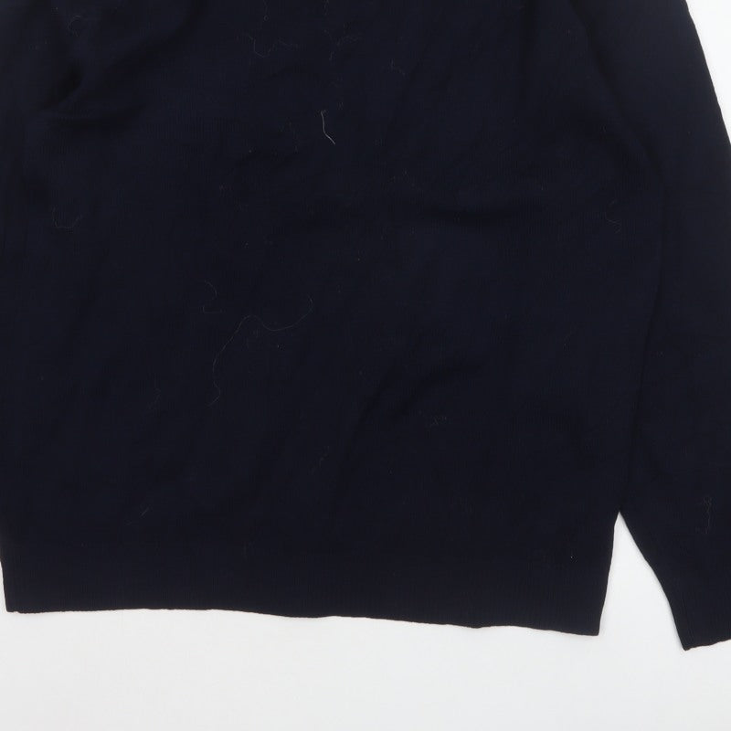 Marks & Spencer Men Blue M Lambswool V-Neck Classic Pullover Jumper