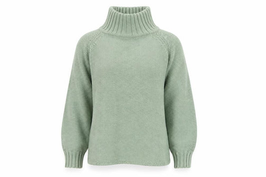 Betty Jackson Women’s Green UK 12 Chunky Knit Roll Neck Pullover Jumper