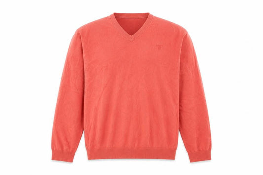 GANT Mens Red XL Premium Cotton V-Neck Logo Knit Pullover Jumper