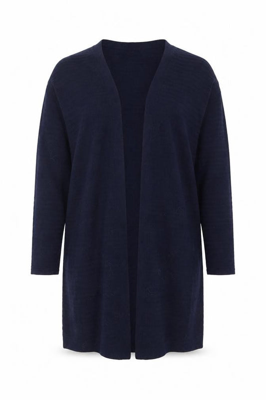 Mango Women Blue UK 14 Long Open Front Knit Cardigan NWT