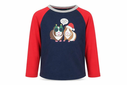Mini Boden Boys Multicoloured 8-9 Years Christmas Guinea Pig Ringer T-Shirt