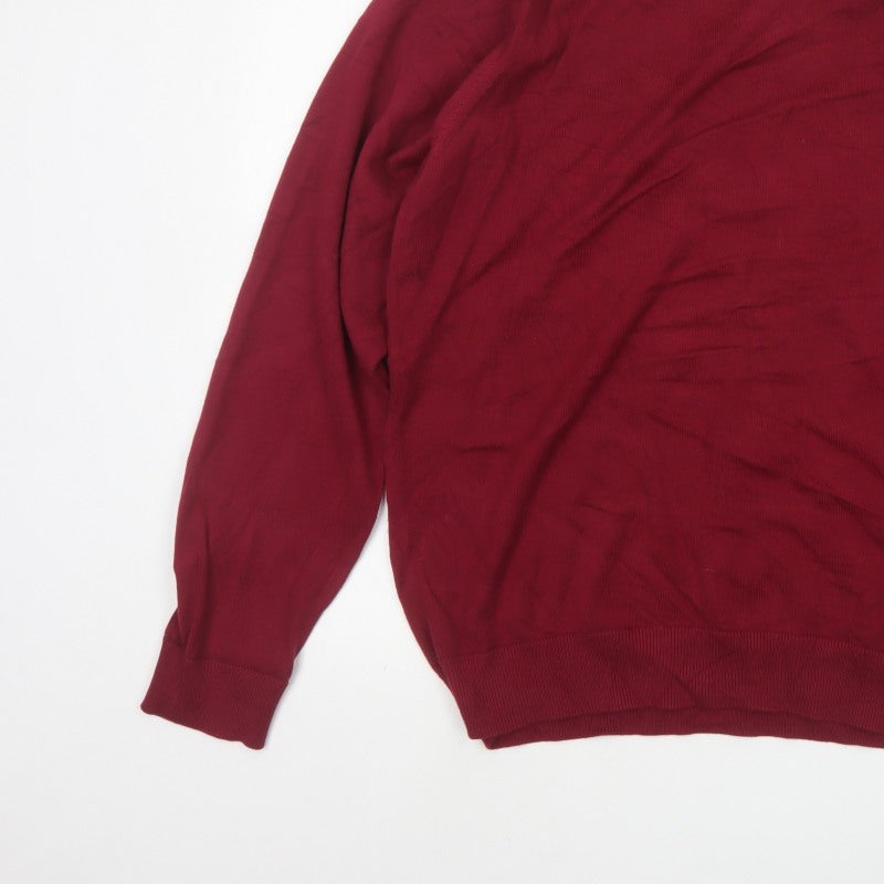 Premier Mens Red 3XL V-Neck Cotton Blend Knit Pullover Jumper