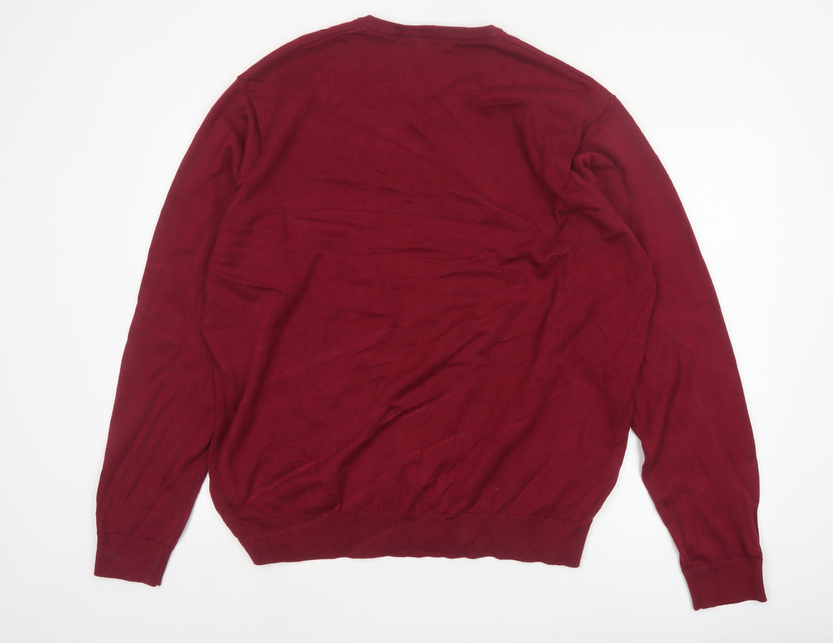Premier Mens Red 3XL V-Neck Cotton Blend Knit Pullover Jumper