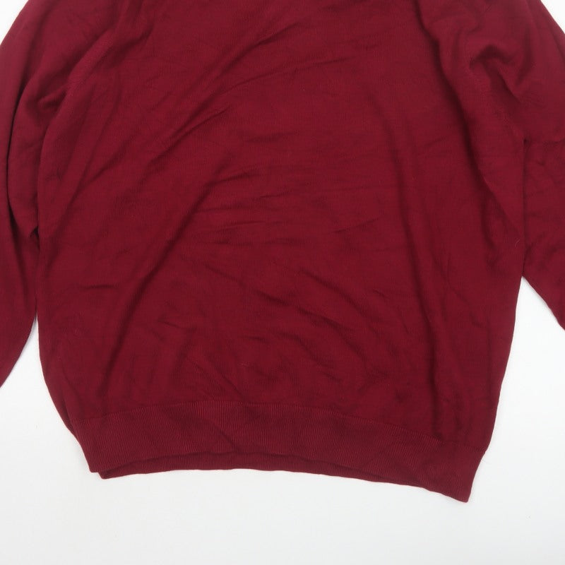 Premier Mens Red 3XL V-Neck Cotton Blend Knit Pullover Jumper