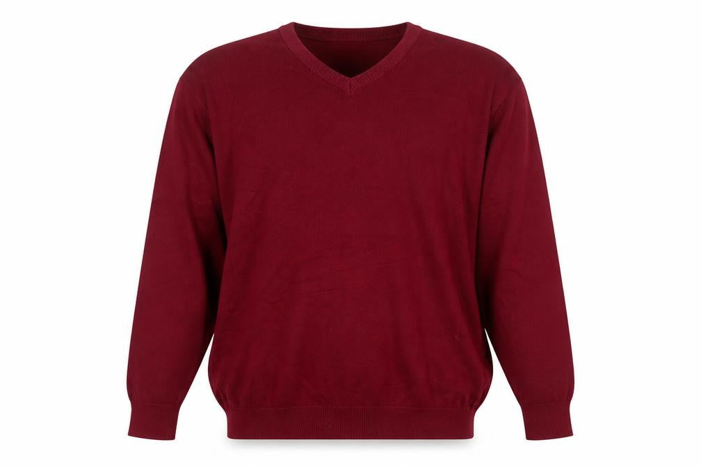 Premier Mens Red 3XL V-Neck Cotton Blend Knit Pullover Jumper