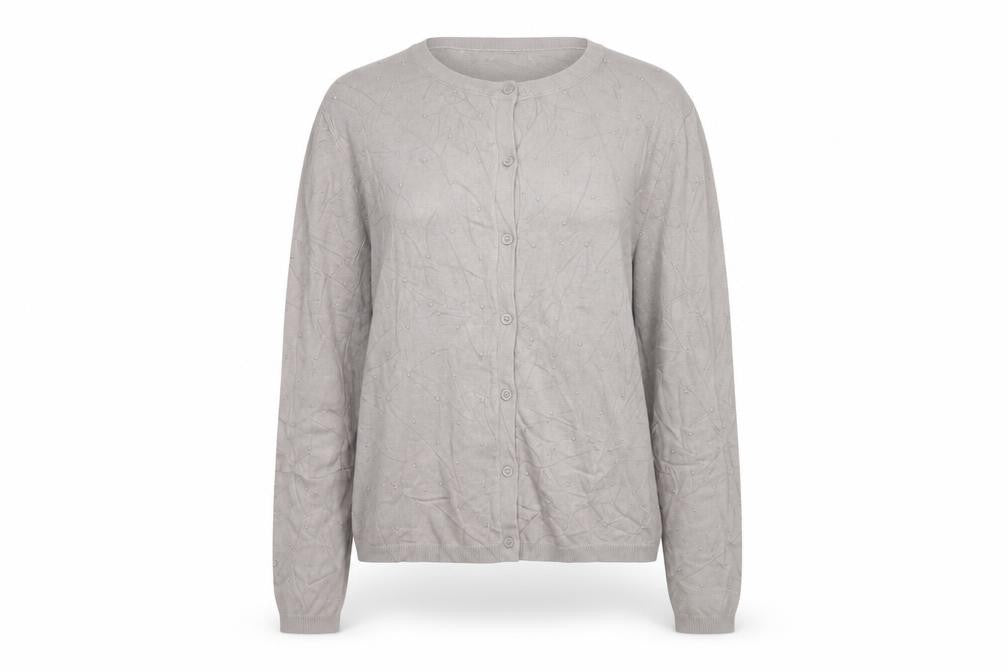 Mango Women Grey M Button Knit Cardigan Long Sleeve V-Neck