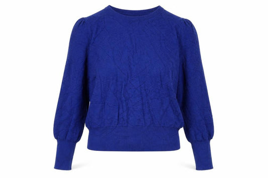 Marks and Spencer Women’s Blue M Textured Knit Puff Sleeve Jumper