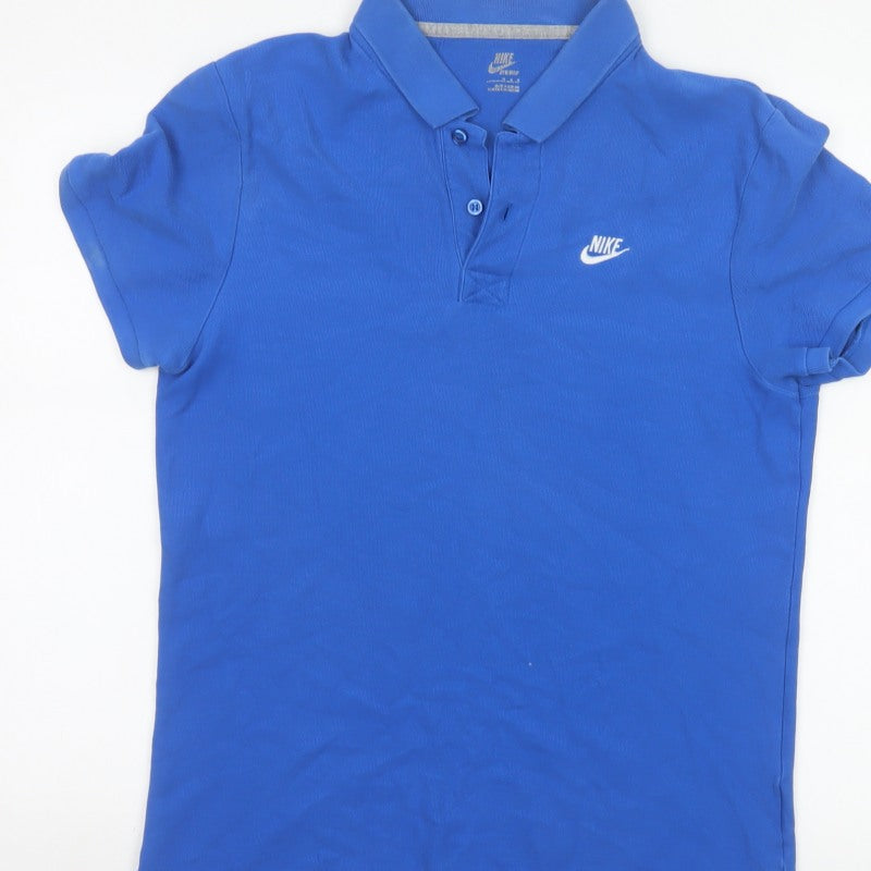 Nike Men’s Blue Logo Short Sleeve Polo Shirt Size L