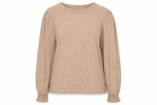 Dorothy Perkins Women Beige UK 14 Round Neck Balloon Sleeve Pullover