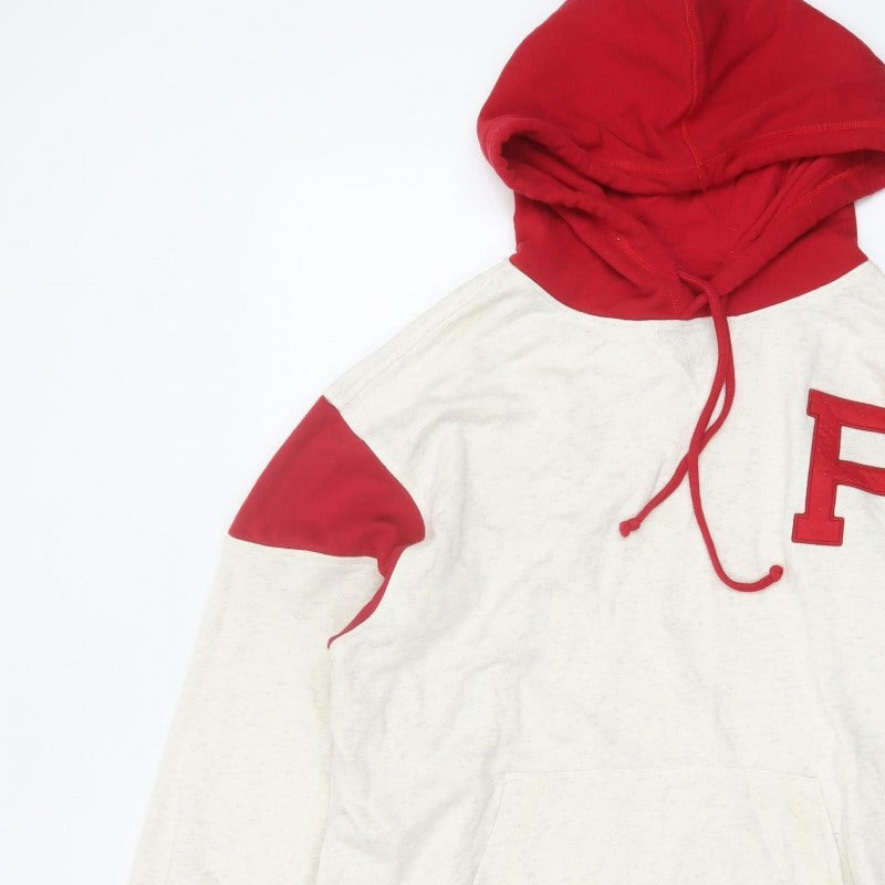 Mitchell & Ness Mens White Red L Pullover Hoodie Sports Logo