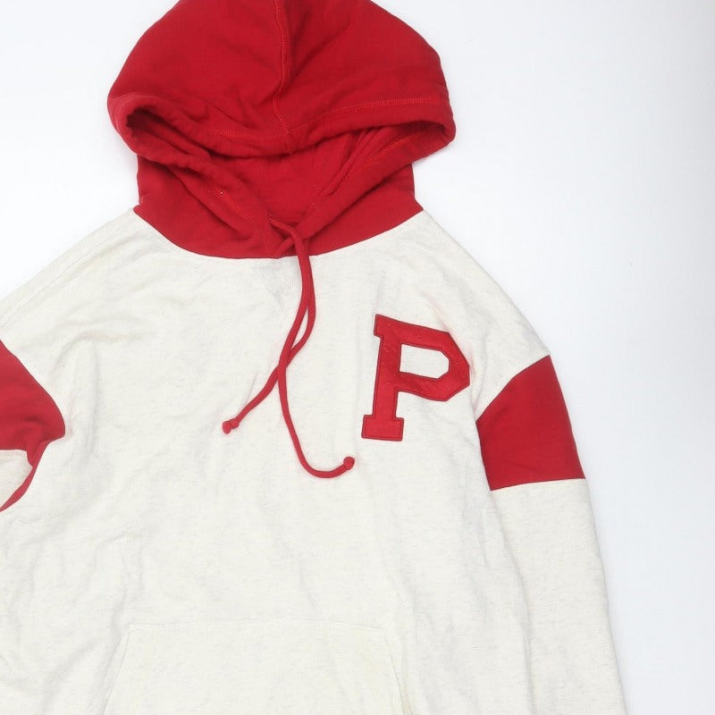 Mitchell & Ness Mens White Red L Pullover Hoodie Sports Logo
