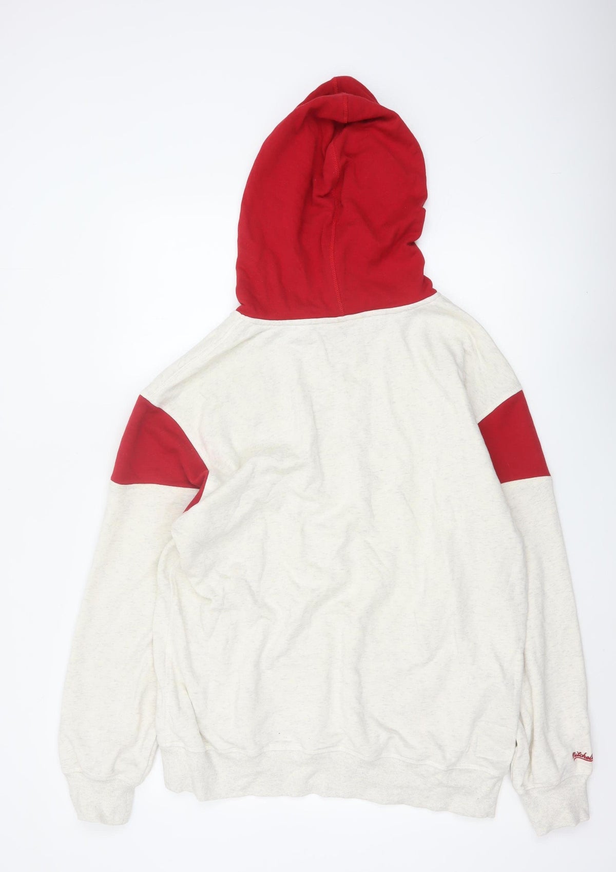 Mitchell & Ness Mens White Red L Pullover Hoodie Sports Logo