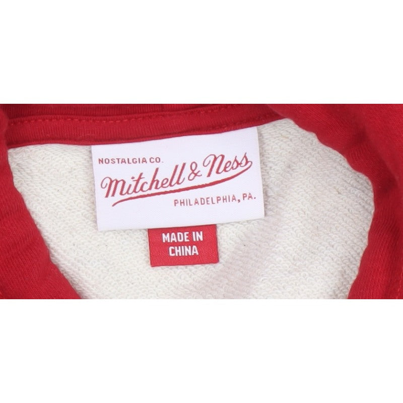 Mitchell & Ness Mens White Red L Pullover Hoodie Sports Logo