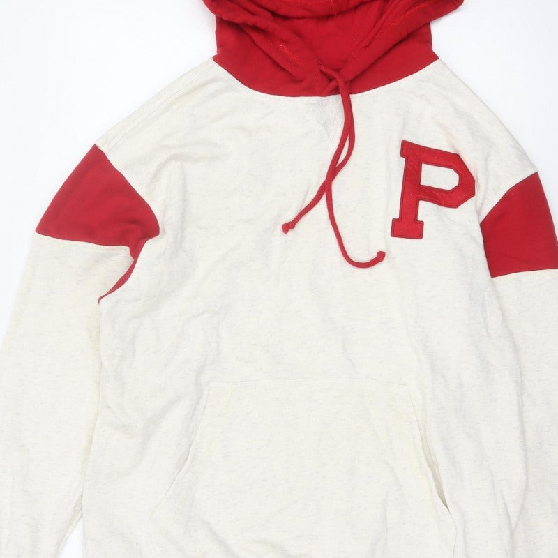 Mitchell & Ness Mens White Red L Pullover Hoodie Sports Logo