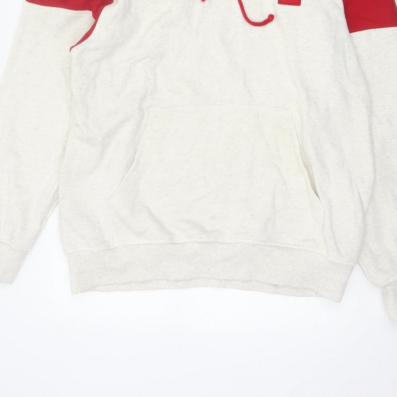 Mitchell & Ness Mens White Red L Pullover Hoodie Sports Logo