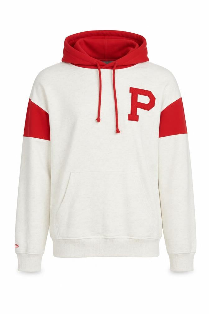 Mitchell & Ness Mens White Red L Pullover Hoodie Sports Logo