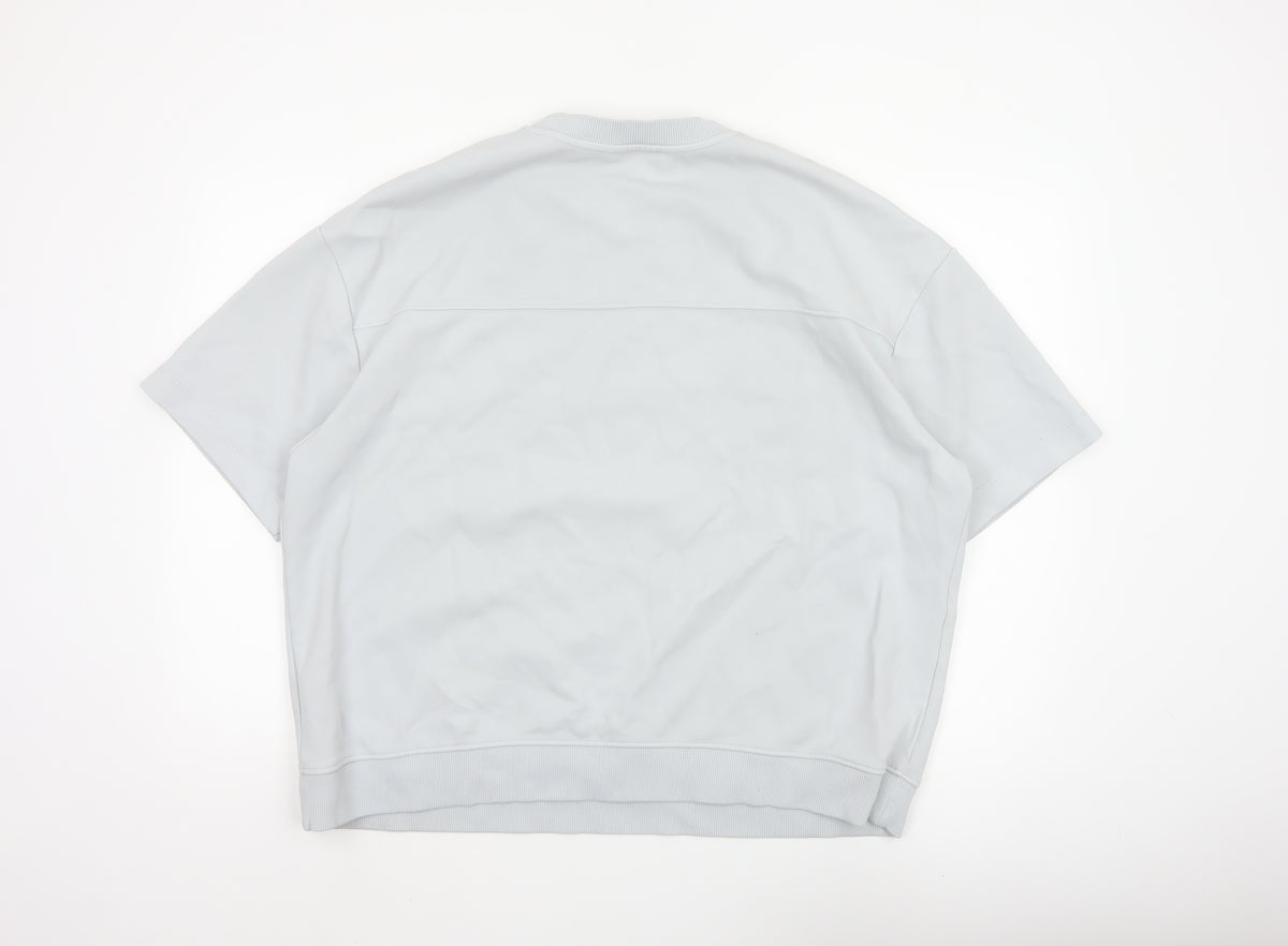 Zara Women Blue XL Basic Short Sleeve Crew Neck T-Shirt Top