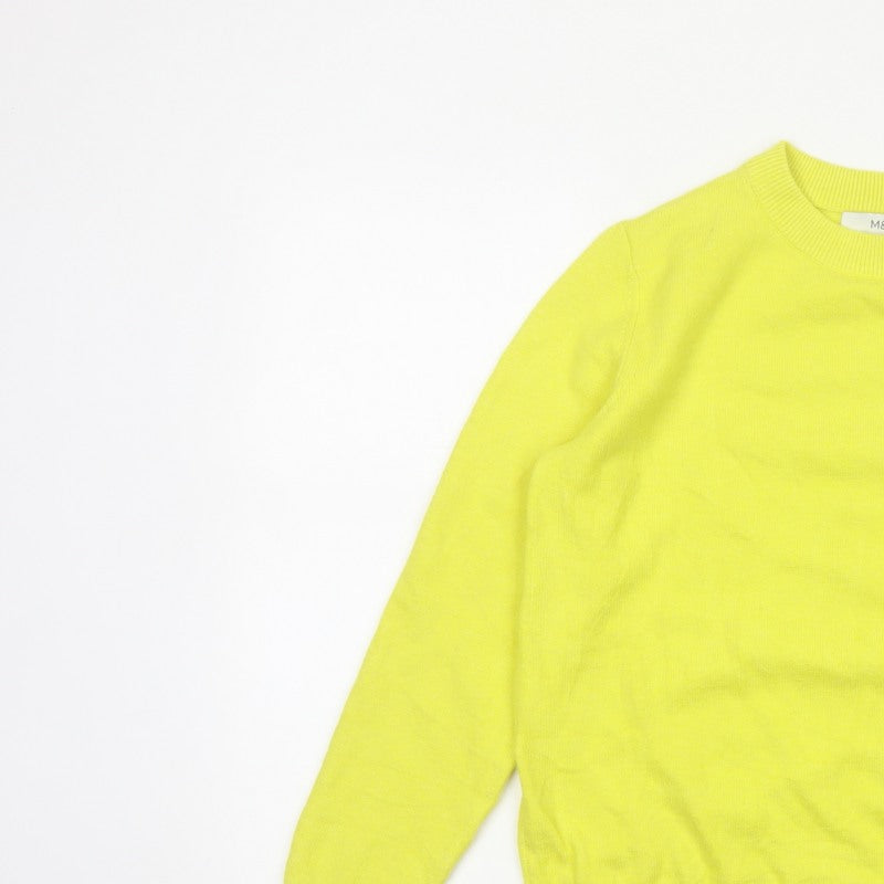 Marks and Spencer Women Yellow S Crew Neck Knit Pullover Jumper