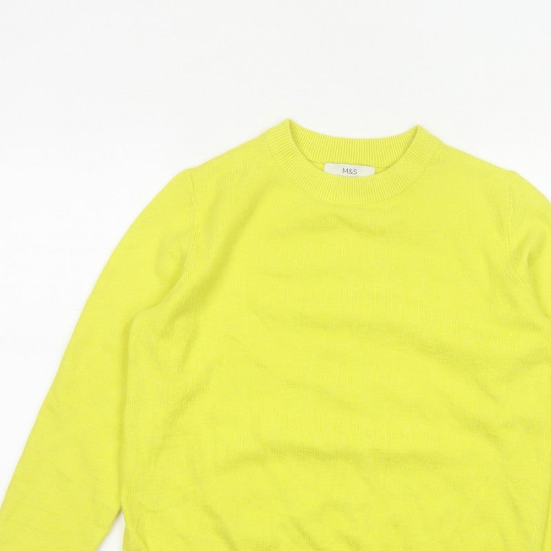 Marks and Spencer Women Yellow S Crew Neck Knit Pullover Jumper