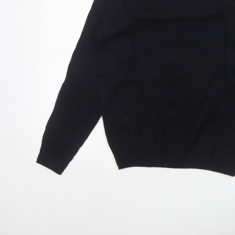 Marks & Spencer Men Blue S Lambswool V-Neck Pullover Jumper