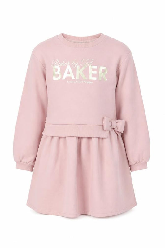 Ted Baker Girls Pink 8 Years Jumper Dress Logo Bow Long Sleeve