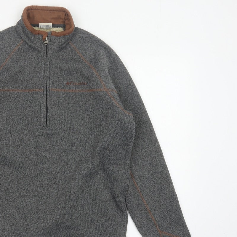 Columbia Men’s Grey M 1/4 Zip Fleece Pullover Sweatshirt Outdoor