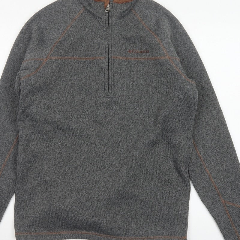 Columbia Men’s Grey M 1/4 Zip Fleece Pullover Sweatshirt Outdoor