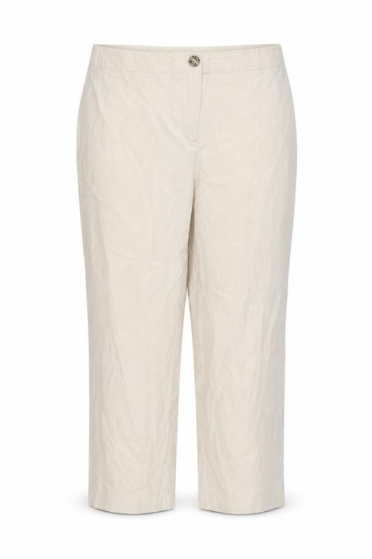 E. Women’s Beige UK 22 Linen Blend Straight Trousers Elastic Waist