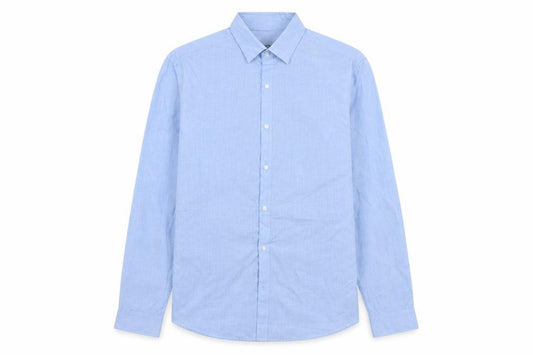 H&M Men Blue M Slim Fit Easy Iron Check Long Sleeve Shirt
