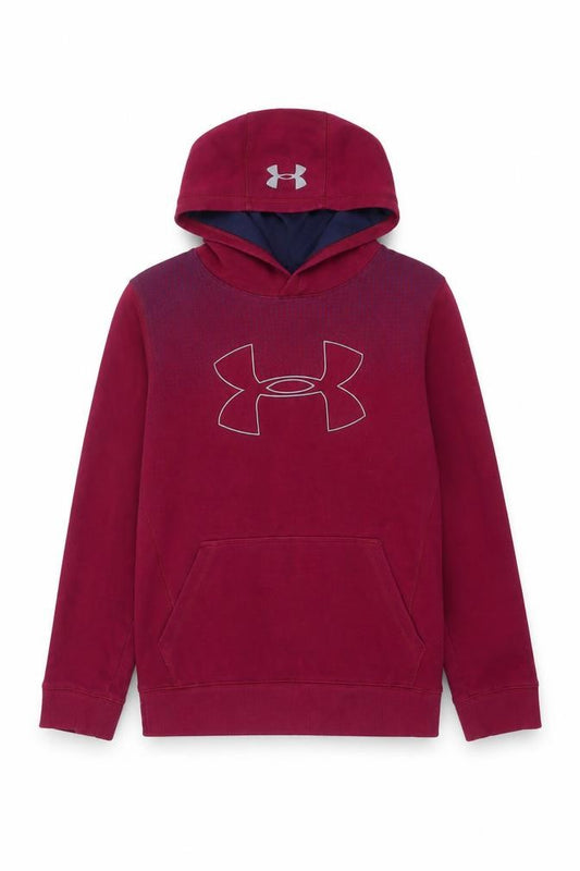 Under Armour Girls Red 8-9 Years Pullover Hoodie Logo Fleece Pockets