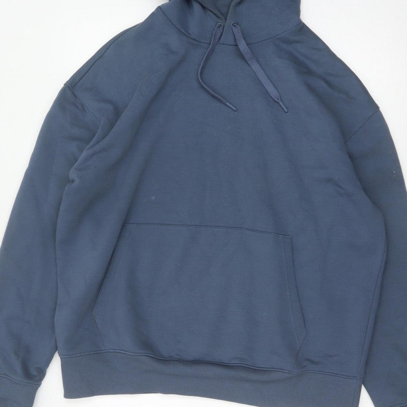 Marks and Spencer Men's Blue M Pullover Hoodie Drawstring Pockets