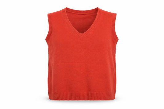 Seasalt Cornwall Women Orange Merino Wool V-Neck Sleeveless Vest UK 20