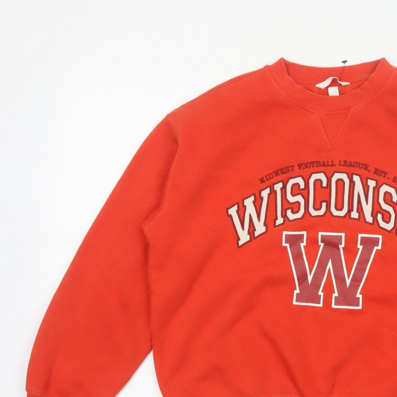 H&M Women’s Red S Wisconsin Graphic College Pullover Sweatshirt