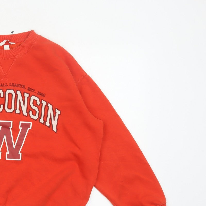 H&M Women’s Red S Wisconsin Graphic College Pullover Sweatshirt