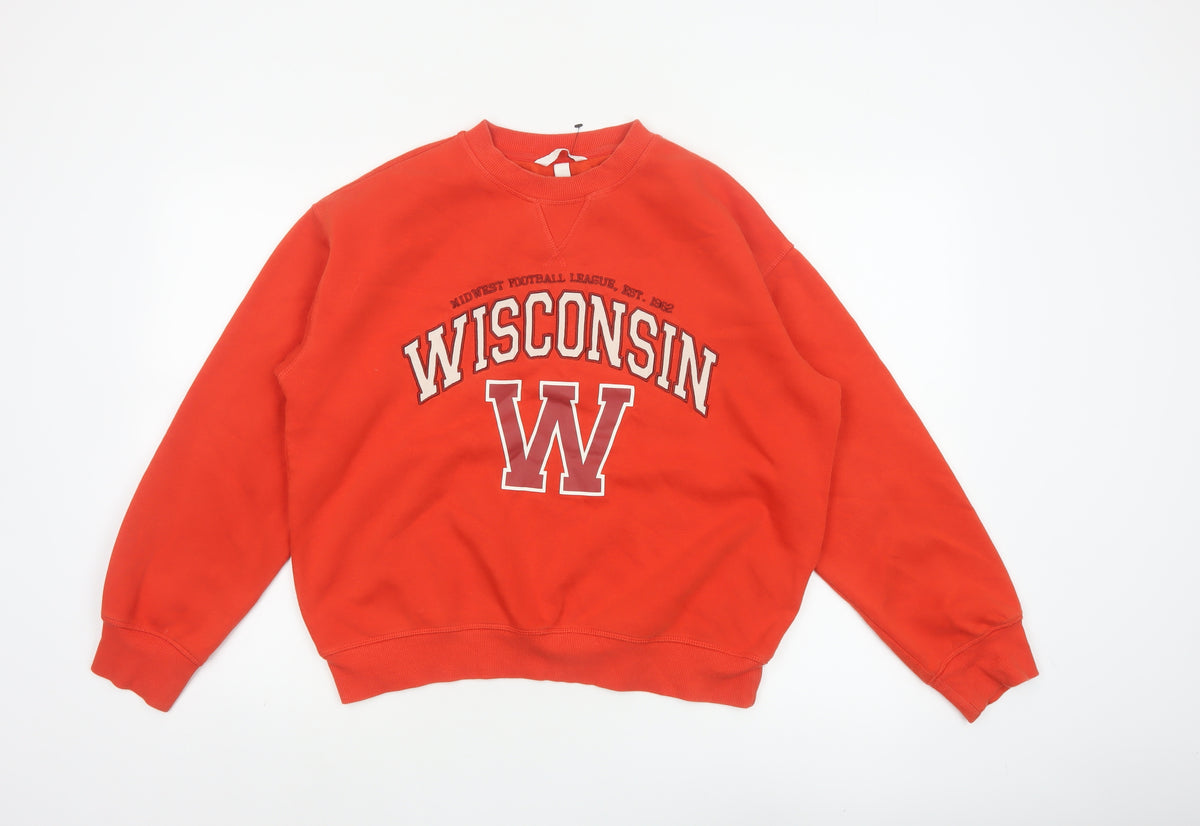 H&M Women’s Red S Wisconsin Graphic College Pullover Sweatshirt