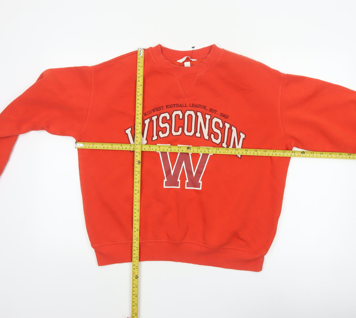 H&M Women’s Red S Wisconsin Graphic College Pullover Sweatshirt