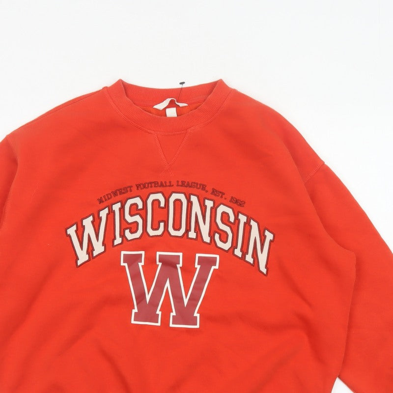 H&M Women’s Red S Wisconsin Graphic College Pullover Sweatshirt