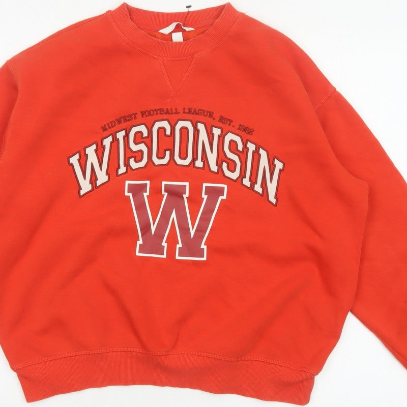 H&M Women’s Red S Wisconsin Graphic College Pullover Sweatshirt