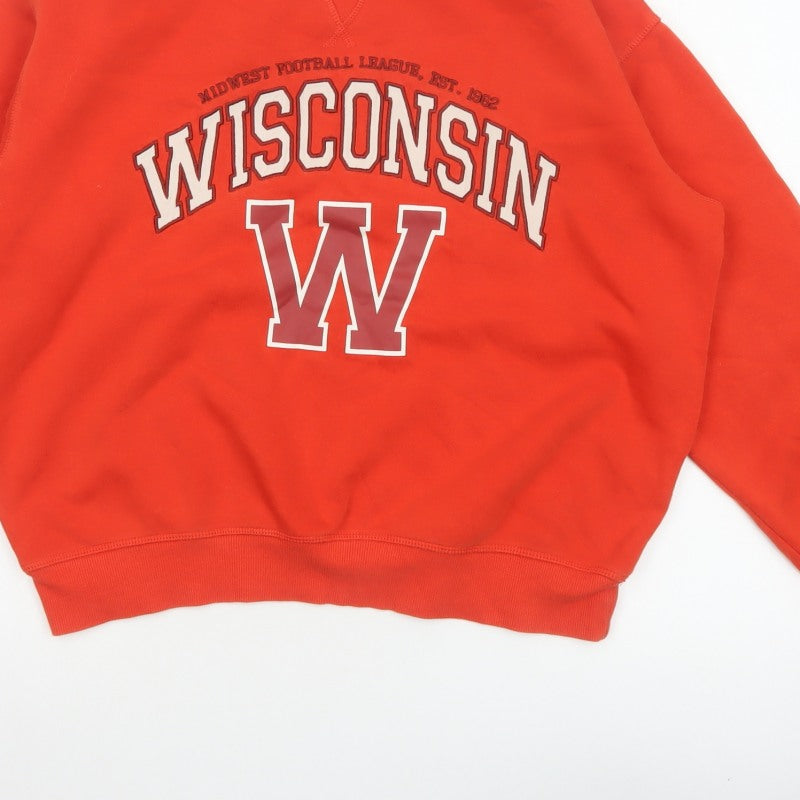 H&M Women’s Red S Wisconsin Graphic College Pullover Sweatshirt