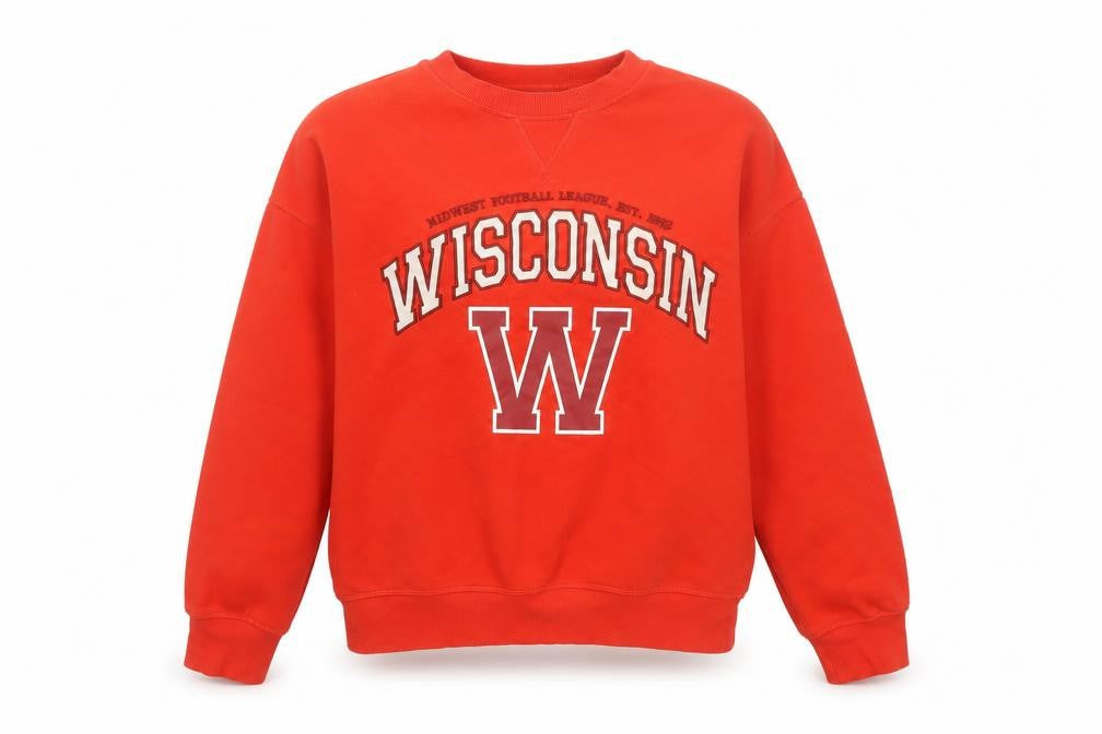 H&M Women’s Red S Wisconsin Graphic College Pullover Sweatshirt