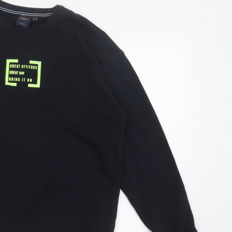 Outfitters Men's Black XL Pullover Crew Neck Graphic Print Sweatshirt